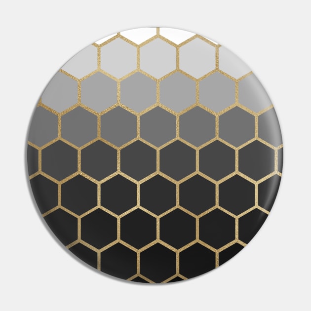 Honeycomb - Black & Gold Pin by TheWildOrchid