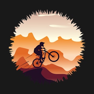 Mountain biker leaping off a mountain T-Shirt
