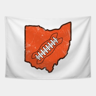 Ohio Football, Retro - White/Orange/Brown Tapestry