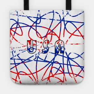 FOURTH Of July USA Red White And Blue Abstract Tote