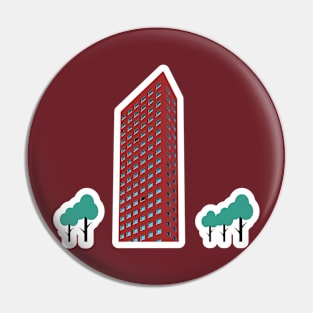 Building Skyscraper in Cityscape Sticker design vector. City Business Tower sticker design vector illustration. Pin