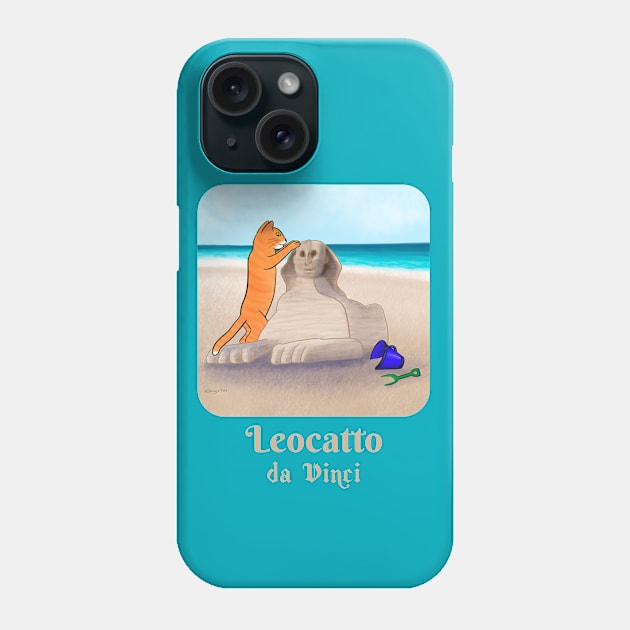 Leocatto da Vinci – Tabby Cat Creates a Sand Sculpture Masterpiece of the Sphinx Phone Case by Crystal Raymond