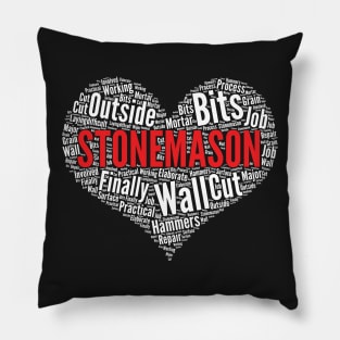 Stonemason Heart Shape Word Cloud Design print Pillow