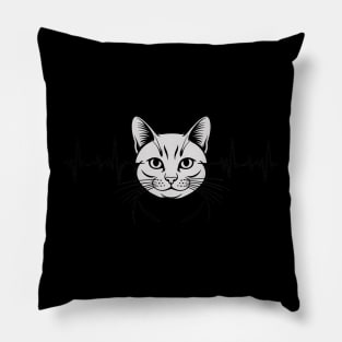 Heartbeat Cat British Longhair Cat Pillow