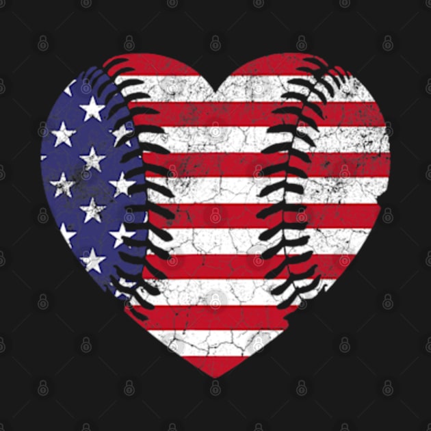 Patriotic USA 4th of July American Flag Baseball Heart by credittee