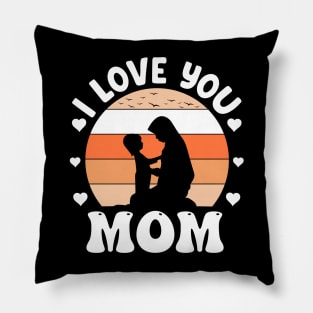 I Love You Mom Heart Pillow