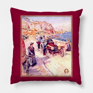 Driving By The Seaside In France In A Lorraine Diétrich Car Pillow