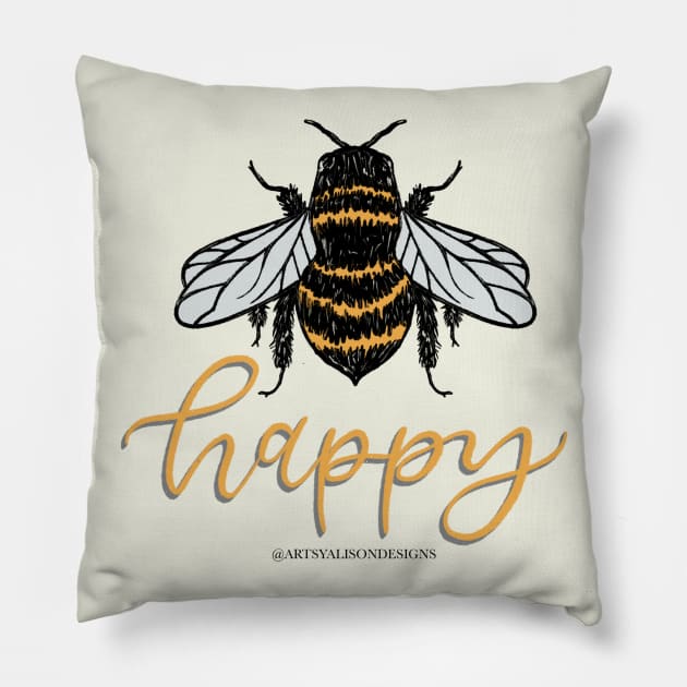 Bee happy Pillow by artsyalison