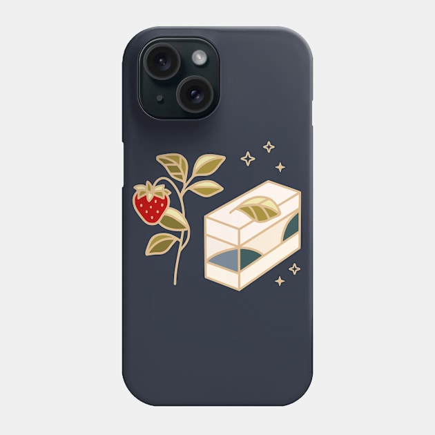 Strawberry and cheesecake with leaves Phone Case by thecolorblooms