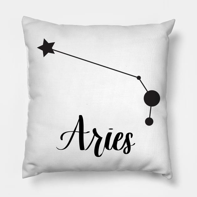 Aries Zodiac Constellation in Black Pillow by Kelly Gigi