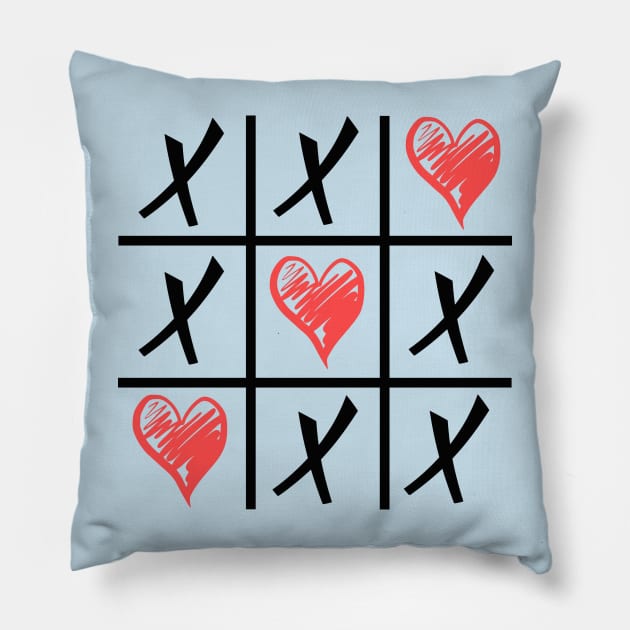 Tic Tac Toe Hearts Pillow by KayBee Gift Shop