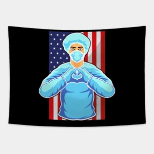 Nurse USA Flag Nursing Hospital Medicine Heart Tapestry