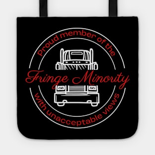 Fringe Minority (white and red) Tote