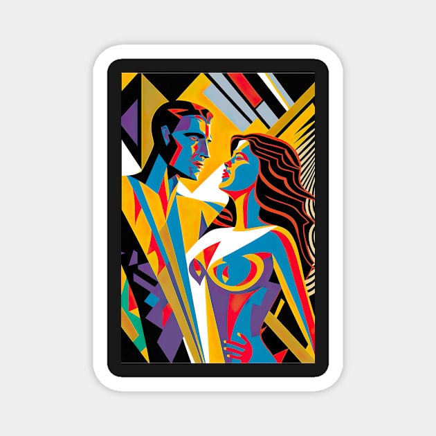 Adam and Eve - An abstract art for this valentines day Magnet by UmagineArts