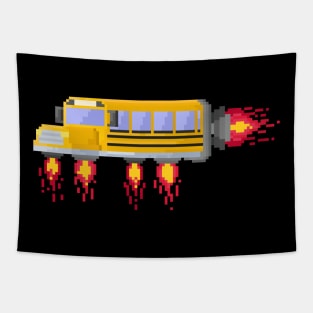 Pixel space school bus Tapestry