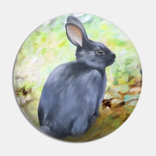 Black Rabbit In The Forest Pin