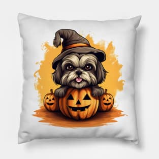 Halloween Shih Tzu Dog #3 Pillow