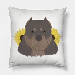 Isabella Tan American Bully with Sunflowers Pillow