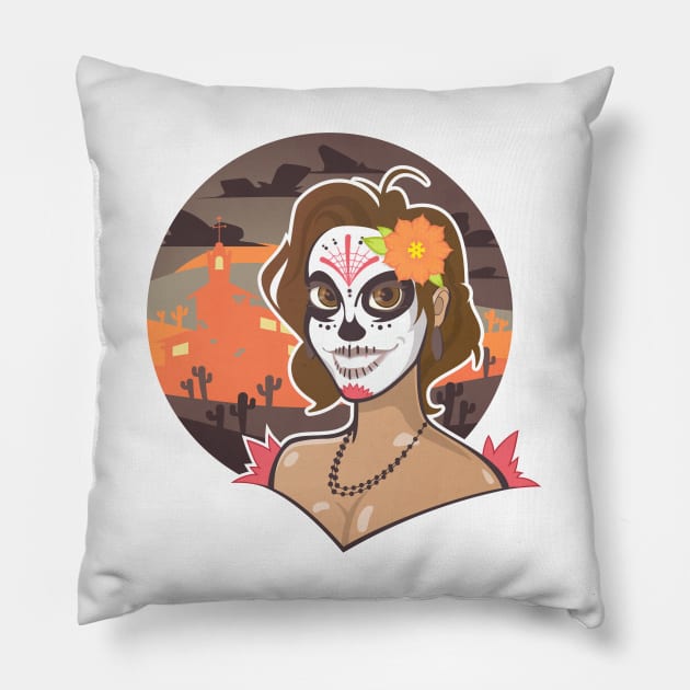 Candy Skull Girl Pillow by msharris22