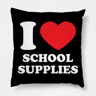 I Love School Supplies Heart Pillow