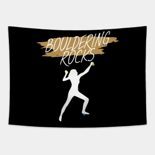 Bouldering rocks women Tapestry