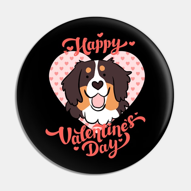 Happy valentines day Bernese Mountain Dog Pin by Yarafantasyart