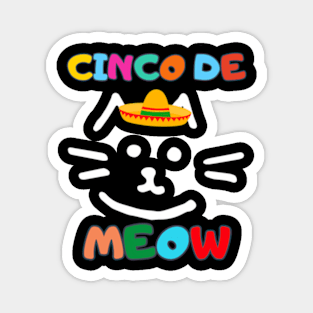 Cinco De Meow Cat With Mexican Sombrero Hat Magnet