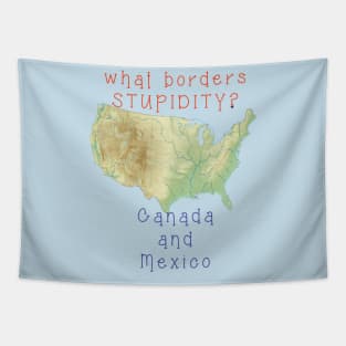 What Borders STUPIDITY - Canada and Mexco - map of USA Tapestry