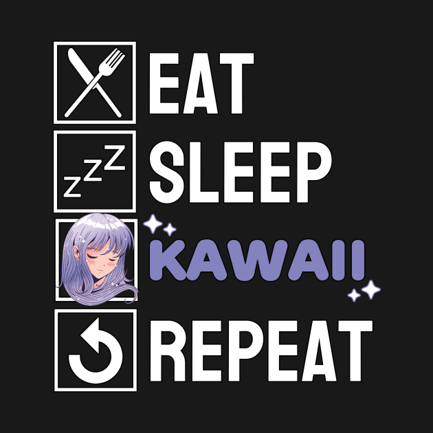 Kawaii Anime Girl Gift I Eat Sleep Anime Repeat by Alex21