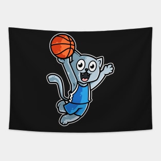 Cat Basketball Game Day Funny Team Sports B-ball Kitten design Tapestry