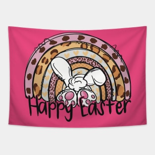 Happy Easter Bunny Rainbow Cheetah Pattern Design Tapestry