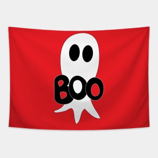 Cute Halloween ghost cartoon with BOO text Tapestry