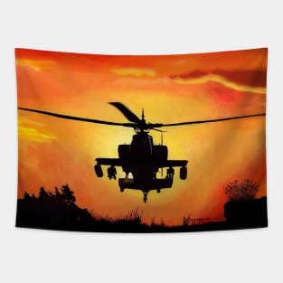 AH-64 Apache Helicopter Oil Painting Tapestry