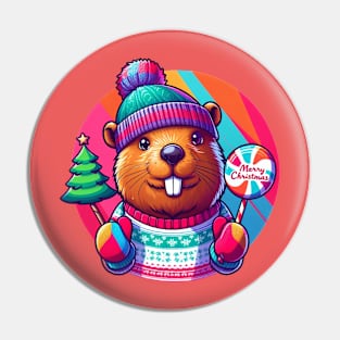 Funny Beavers Christmas Pin