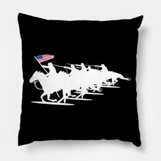 cavalry charge white silhouette Pillow