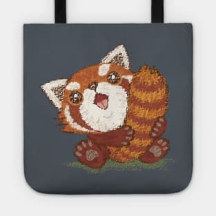 Red panda which holds a tail Tote