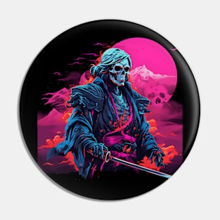 samurai skeleton vaporwave Pin