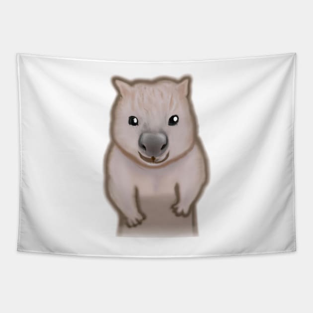 Cute Wombat Drawing Tapestry by Play Zoo