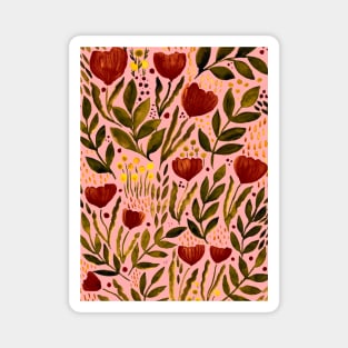 Watercolor flower garden -  purple and pink Magnet