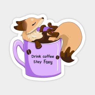 Sunny the Fox in a Coffee Cup Magnet