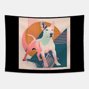 Retro Bull Terrier: Pastel Pup Revival Tapestry