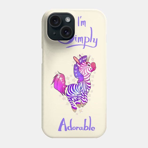 Pink zebracorn I’m simply adorable Phone Case by Midsea 