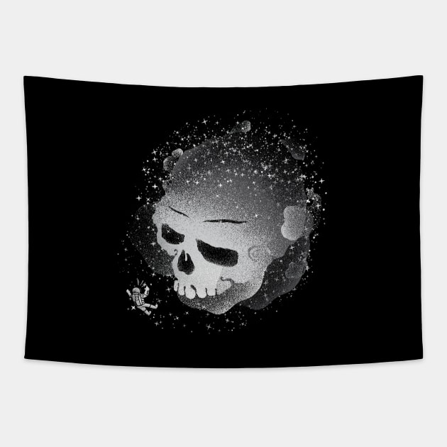 Skull Galaxy Black and White by Tobe Fonseca Tapestry by Tobe_Fonseca