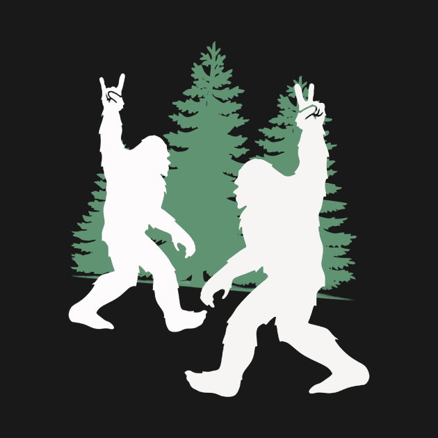 Bigfoot and Sasquatch Crossing Paths in the Woods, Yeti, Yowi, Funny, Science Fiction, Sasquatch Design, Cryptid, Cryptozoology by ThatVibe