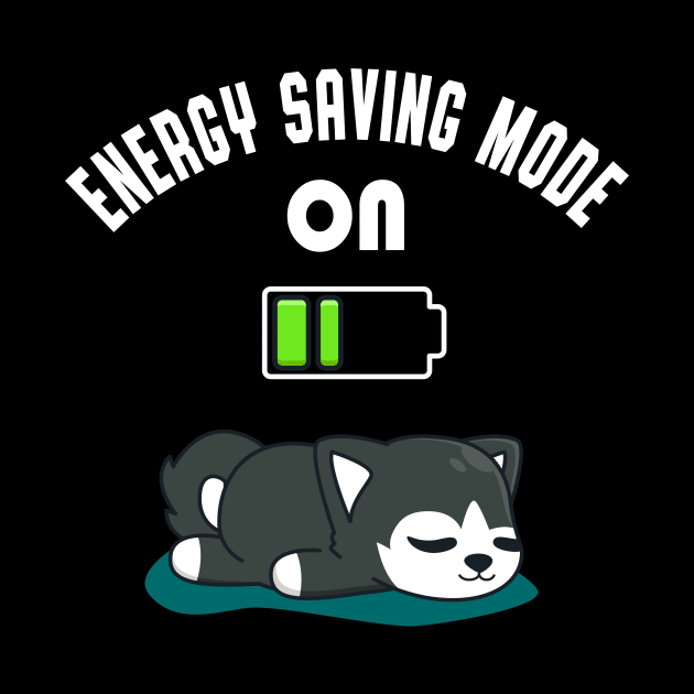 Cute Husky Battery Low Energy Tired Dog Fun by Foxxy Merch