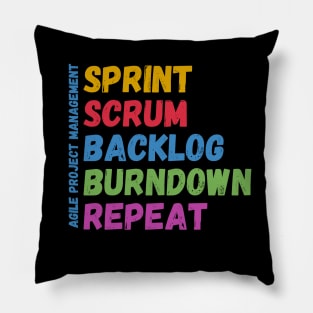 Sprint Scrum Backlog Burndown Repeat - Agile Project Management Pillow