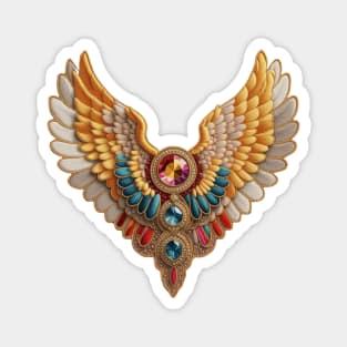 Bejeweled Angel Wings Embroidered Patch Magnet