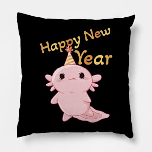 New Year's Eve Celebration Axolotl Pillow