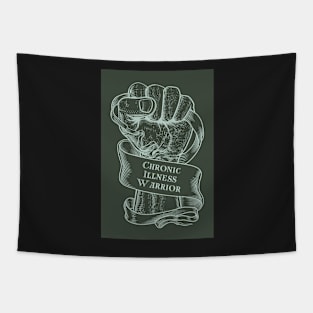 Chronic Illness Strong Fist green Tapestry