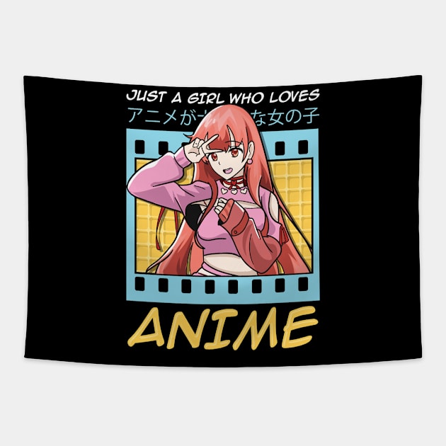 Cute & Funny Just A Girl Who Loves Anime Tapestry by theperfectpresents